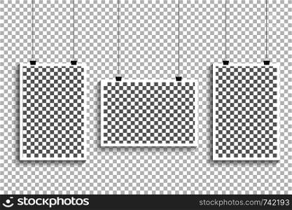 Set of Retro photo frames with pin and shadows. Vector illustration