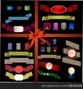 Set of retro ribbons and labels. Vector illustration can be used for invitation, congratulation or website