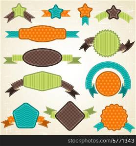 Set of retro ribbons and labels. Vector illustration.. Set of retro ribbons and labels. Vector illustration.