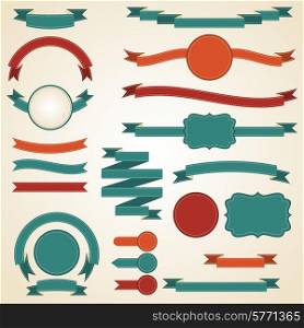 Set of retro ribbons and labels. Vector illustration.. Set of retro ribbons and labels. Vector illustration