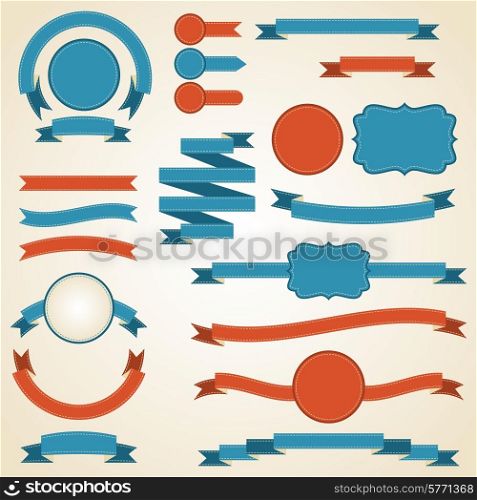Set of retro ribbons and labels. Vector illustration.. Set of retro ribbons and labels. Vector illustration