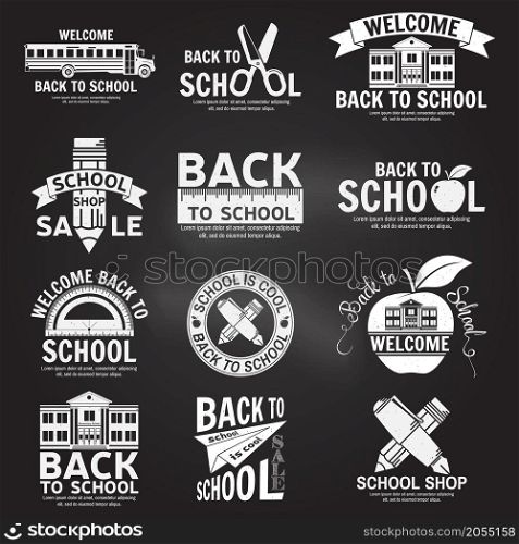 Set of retro school vintage badges and labels. For web design, mobile and application interface, also useful for infographics. School shop design. Vector illustration.. Set of retro school vintage badges and labels.
