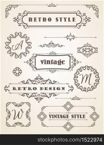Set of Retro Vintage Badges, Frames, Labels and Borders. Design elements.
