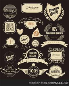 Set of retro vintage labels and ribbons. Vector illustration.