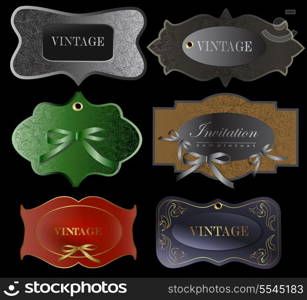 Set of retro vintage labels and ribbons. Vector illustration.