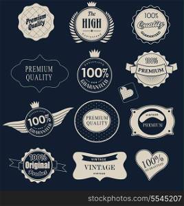 Set of retro vintage labels and ribbons. Vector illustration.