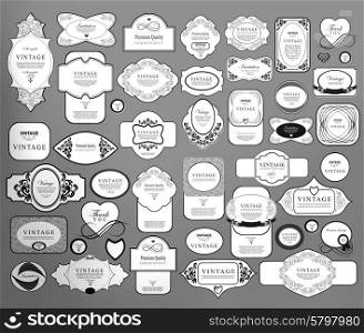 Set of retro vintage labels and ribbons. Vector illustration.. Set of retro vintage labels and ribbons