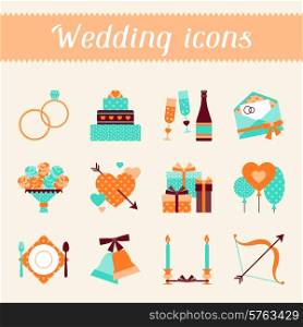Set of retro wedding icons and design elements.