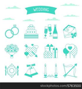 Set of retro wedding icons and design elements.
