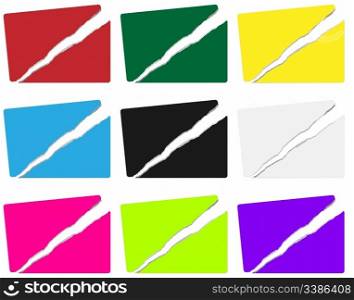 Set of Ribbed Labels in Different Colors Isolated on White