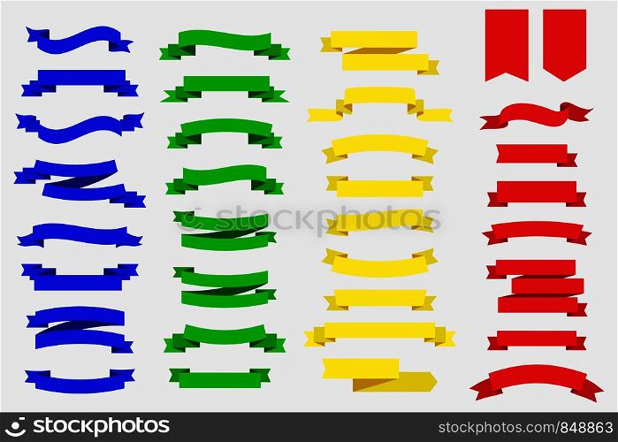 set of ribbon banners. blue green yellow and red ribbon banners. Eps10. set of ribbon banners. blue green yellow and red ribbon banners