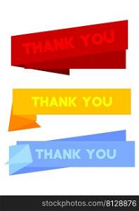 Set of ribbon with Thank You text. Banner template. Label sticker. Sign.