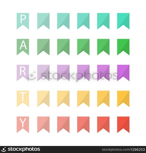 Set of ribbons for birthday or anniversary, party in flat colors. Vector EPS 10