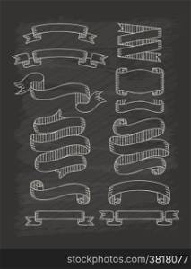 Set of ribbons in vintage style with chalkboard , eps10 vector format