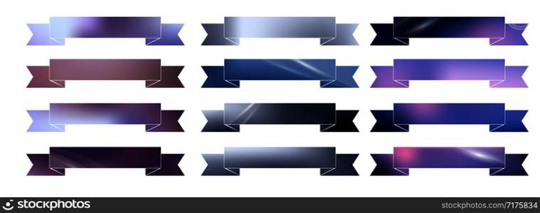 Set of ribbons with a blurry gradient background and place for text. Vector element for invitations, postcards, banners and your design. Set of ribbons with a blurry gradient background and place for text.