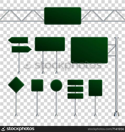 Set of road signs isolated on transparent background. Vector stock illustration.. Set of road signs isolated on transparent background. Vector stock illustration
