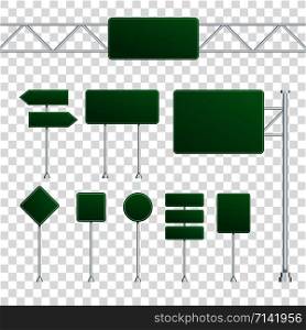 Set of road signs isolated on transparent background. Vector stock illustration.. Set of road signs isolated on transparent background. Vector stock illustration