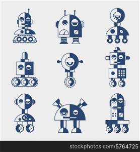 Set of robots in flat style.