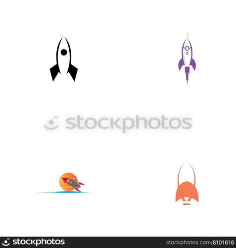 set of rocket logo vector illustration design template on white background