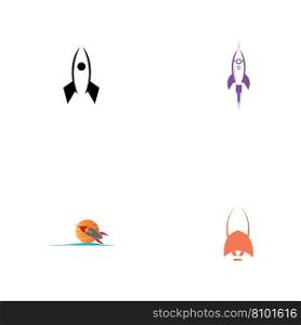 set of rocket logo vector illustration design template on white background