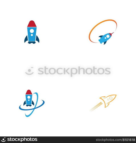 set of rocket logo vector illustration design template on white background