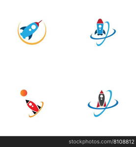 set of rocket logo vector illustration design template on white background