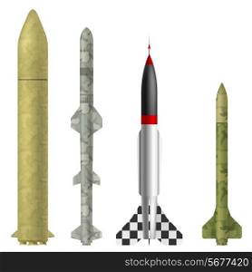 Set of rockets on a white background. Vector illustration.