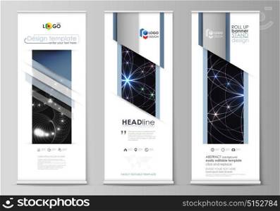 Set of roll up banner stands, flat design templates, abstract geometric style, corporate vertical vector flyers, flag layouts. Sacred geometry, glowing geometrical ornament. Mystical background.. Set of roll up banner stands, flat design templates, abstract geometric style, modern business concept, corporate vertical vector flyers, flag layouts. Sacred geometry, glowing geometrical ornament. Mystical background.