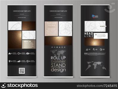 Set of roll up banner stands, flat design templates, abstract geometric style, modern business concept, corporate vertical vector flyers, flag layouts. Alchemical theme. Fractal art background. Sacred geometry. Mysterious relaxation pattern.. Roll up banner stands, flat design templates, abstract geometric style, corporate vertical vector flyers, flag layouts. Alchemical theme. Fractal art background. Sacred geometry. Mysterious pattern.