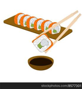 set of rolls. sushi. Flat vector illustration