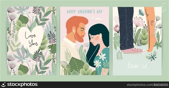 Set of Romantic illustrations. Man and woman. Love, love story, relationship. Vector design concept for Valentines Day and other use.. Set of Romantic illustrations. Man and woman. Love, love story, relationship. Vector design concept for Valentines Day and other.