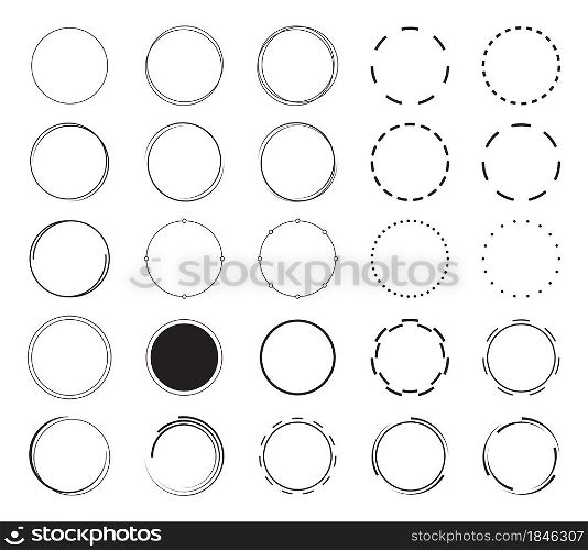 Set of round border background. Circles frames decoration elements design.