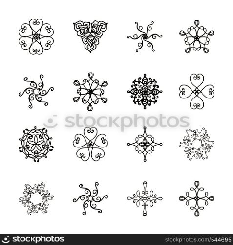 Set of round decorative elements isolated on white. Hand drawn ornaments.Abstract mandala.Vector illustration for your design