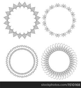 Set of round doodle frames with different patterns. Vector element for invitations, cards, cards and your creativity. Set of round doodle frames with different patterns.