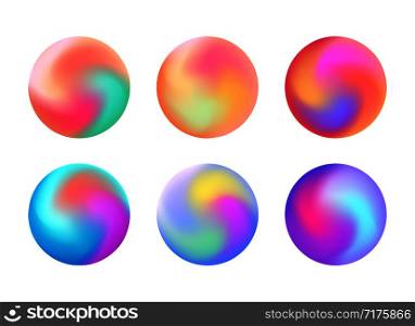 Set of round holographic banners. Blurred rainbow elements. Vector circles for your design.. Set of round holographic banners. Blurred rainbow elements