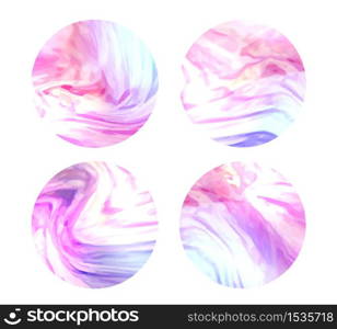 Set of round holographic banners with divorce. Spilled gasoline. Vector template for your design. Set of round holographic banners with divorce. Spilled gasoline.