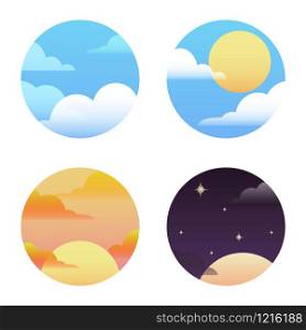 Set of round icons on the weather. Vector element for your design. Set of round icons on the weather. Vector element for your desig