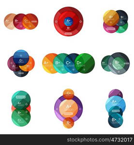 Set of round infographic banners with options. Vector set of round infographic banners with options