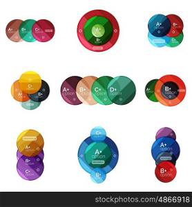 Set of round infographic banners with options. Vector set of round infographic banners with options