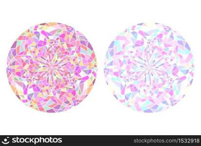 Set of round mandalas of stained glass. Broken glass. Kaleidoscope. Vector element for your creativity. Set of round mandalas of stained glass. Broken glass. Kaleidoscope.