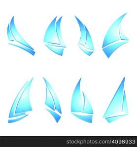 set of sailboat icons, vector illustration