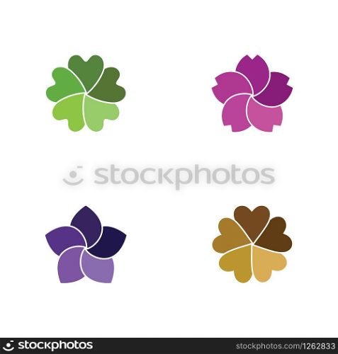 Set of sakura flower icon logo vector template