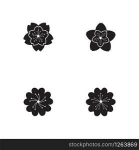 set of sakura flower icon logo vector template