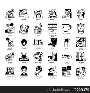 Set of salaryman thin line icons for any web and app project.