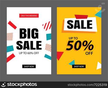 Set of sale banner templates. Vector illustrations for posters, mobile shopping, email and newsletter designs, ads.