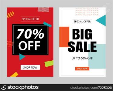 Set of sale banner templates. Vector illustrations for posters, mobile shopping, email and newsletter designs, ads.