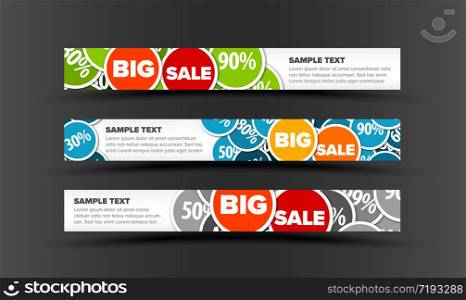Set of sale horizontal leaderboard banners - with place for your text. Set of big sale horizontal leaderboards banners