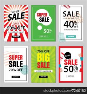 Set of sale website banner templates.Social media banners for online shopping. Vector illustrations for posters, email and newsletter designs, ads, promotional material.