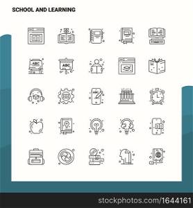 Set of School And Learning Line Icon set 25 Icons. Vector Minimalism Style Design Black Icons Set. Linear pictogram pack.