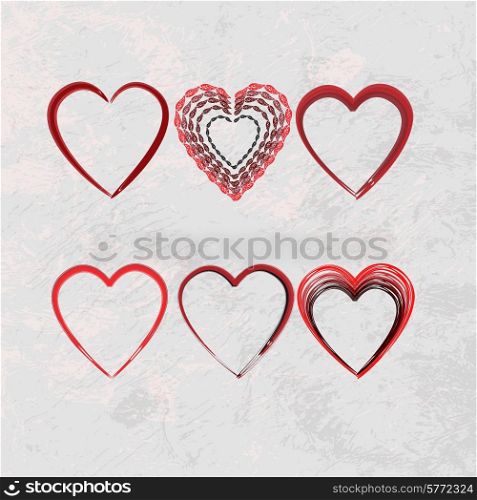 set of scribble hearts